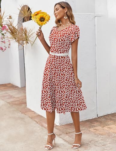 Image of ZEAGOO Womens Casual Dresses for Summer Short Sleeve Flare Midi Dress Loose Flowy Beach Sundress