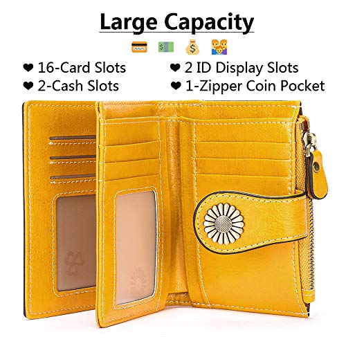 Image of SENDEFN Small Womens Wallet Leather Bifold Card Holder RFID Blocking with Zipper Coin Pocket