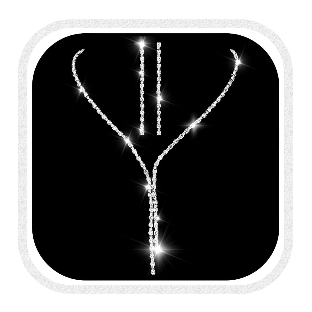 Silver Prom Jewelry Sets Rhinestone Necklace and Earring Set Bridal Wedding Jewelry for Women and Brides