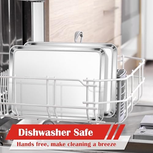 E-far Cookie Sheet for Baking, 18”x13” Stainless Steel Baking Sheet Pan for Oven, Large Non Toxic Metal Baking Tray for Cake Cookies, Healthy & Rust Free, Mirror Finish & Dishwasher Safe, 1 Pack - Thumbnail 5