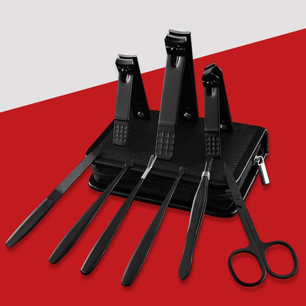 Manicure Set Stainless Steel Nail Clippers Set 9-Piece Nail Art Manicure Pedicure Tool Travel Manicure Kit Indoor and Outdoor Portable Manicure Nail Clippers Kit (Color : Red)