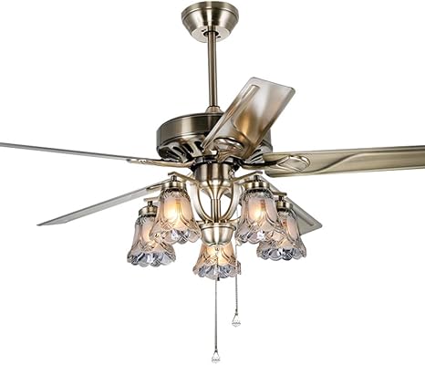 Amazon Co Jp シーリングファン ライト付き メタルライト アメリカン レトロ Ledライト ホーム リビングルーム ダイニングルーム シーリングファン ライト 寝室 リモコン ファンシャンデリア付き 108 45cm ゴールド ホーム キッチン