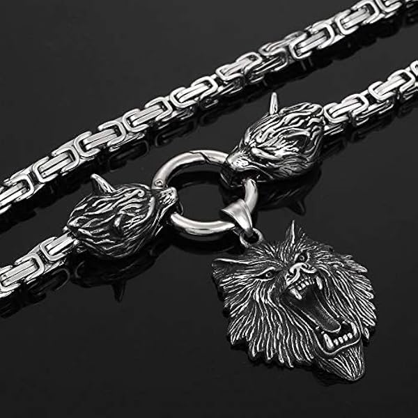 Nordic Viking Wolf Hoofdketting Met Odin Warrior Hanger, Mannen Roestvrij Staal Handgemaakte Zware Byzantijnse Koningen Ketting, Noorse Viking Talisman Sieraden (Kleur: Odin, Maat: