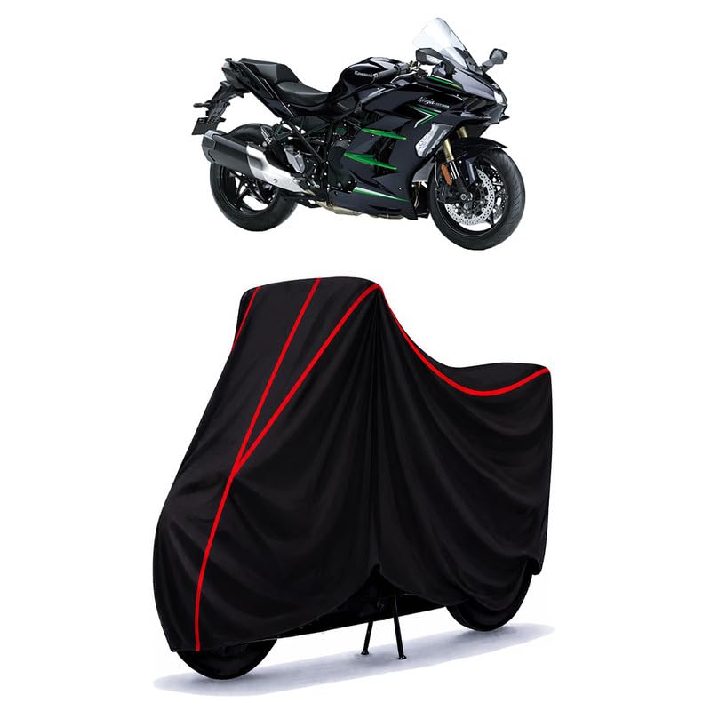 Image of Ninja H2 SX Water Resistant Bike Cover for All Motorcycles & Rain | Heavy Duty Taffeta Fabric | UV Protection, Dustproof, Scratchproof | All Weather Two Wheeler Body Cover with Elastic Bottom