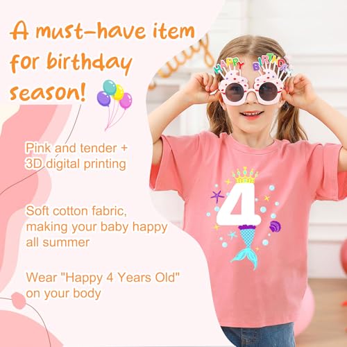 Image of Lovekider Girls Birthday T Shirts Cotton Short Sleeve T-Shirts Tee Party Clothing 3-6 Years