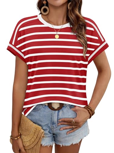 Image of WIHOLL Womens Tops Short Sleeve Shirts Summer Outfits 2026 Spring Dressy Casual Clothes Clothing