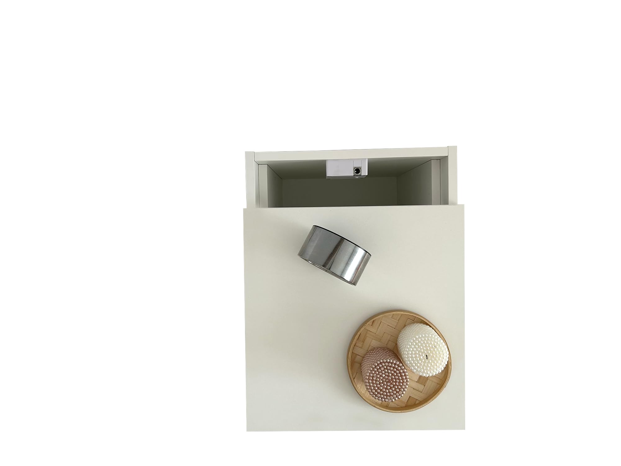 Weißer Nachttisch mit Geheimfach und RFID Schloss – versteckte Schublade, unsichtbarer Safe, Kommode mit Doppelboden, Versteckmöbel für Geld Schmuck Dokumente, diskrete Aufbewahrung, Beetle Print