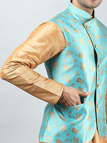 Image of Uri and MacKenzie Men's Silk Blend Kurta Churidar Pyjama with Stylish Nehru Jacket