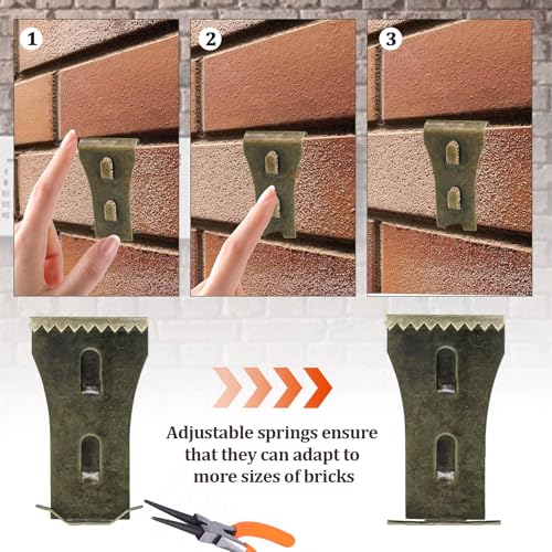Image of Biaungdo 8 Pcs Copper Brick Wall Clips Heavy Duty Steel for Outdoors | No Drilling Required, Fits 2-1 /4 to 2-3 /8 Inch Bricks, Rust Resistant Steel, Easy Clip-On, For Decor Tools