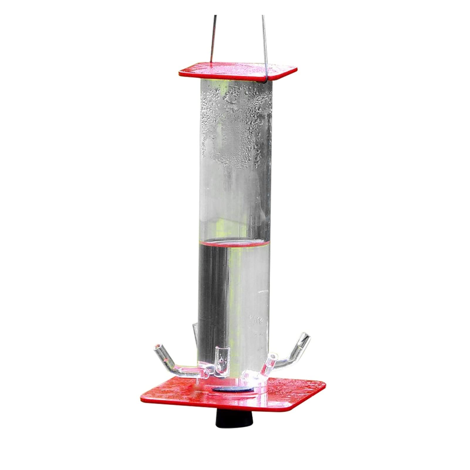 MEKKAPRO Mangiatoia per colibrì da esterno, in vetro, da appendere a 5 nettari, rosso brillante, alimentatore da cortile (283,5 g
