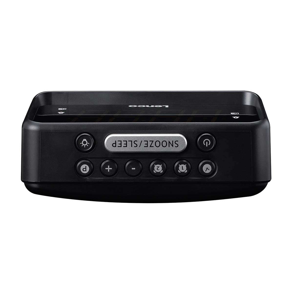 Lenco Radio Despertador con Pantalla LED, 18 x 9,7 x 7,8 cm, Negro, Digital, Doble Alarma, luz Nocturna, Carga USB, alimentación de Red