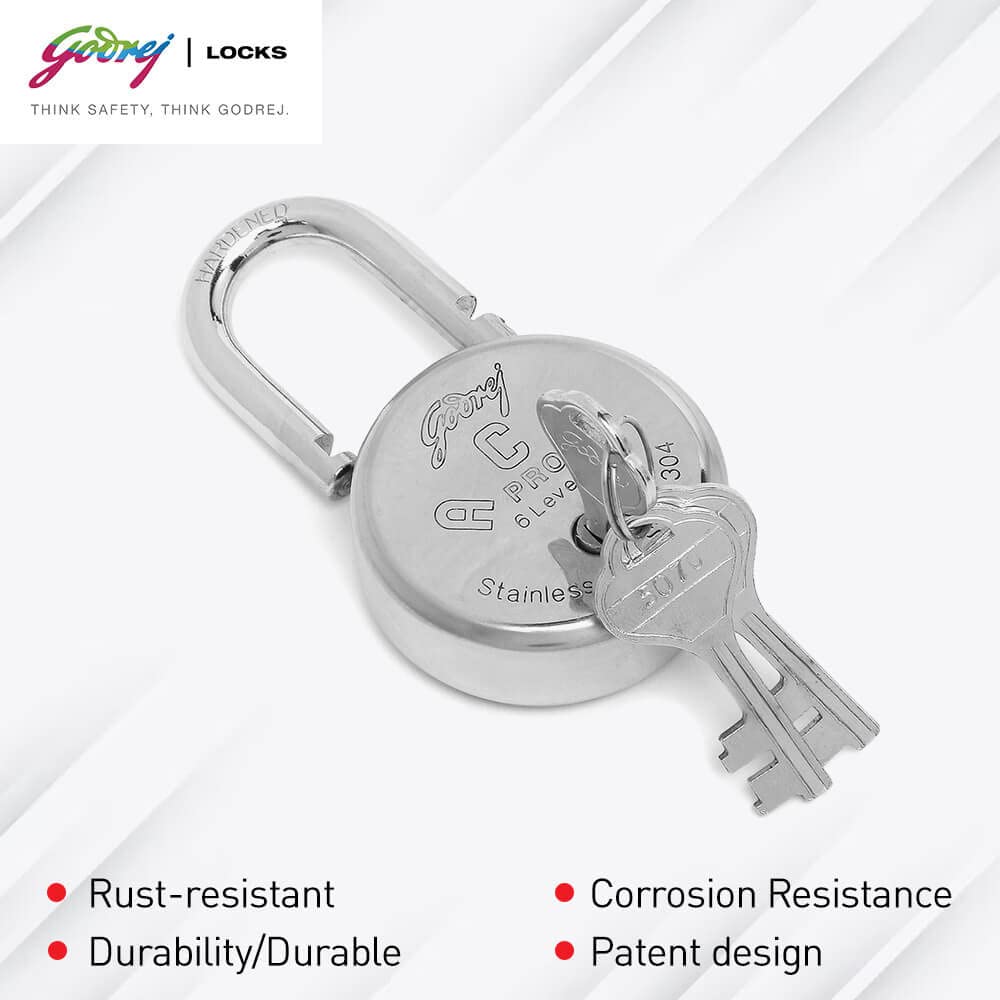 Godrej Locks | Ace Pro 6 Levers 52mm Round Padlock | Strong Double Locking | 3Keys | for aldrops, Lockers, toolboxes, Cycle Cable Ends, Wooden cupboards, suitcases | Silver Finish | 1 Year Warranty — Amazon image 5
