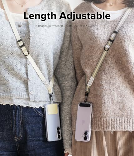 Image of Ringke Holder Link Snap Hook Lanyard [Crossbody Strap + Tether Tab] Adjustable Anti-Theft Shoulder Neck Strap with Durable Nylon Weave Patch for Universal Phone Cases - Maple Brown