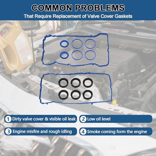 Image of VS50805R Valve Cover Gasket Set for Dodge Charger Challenger 3.6L 2011-2020 Chrysler 200 300, Durango Grand Caravan Journey Jeep Cherokee, Wrangler, Ram 1500 5184596AE