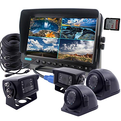 70% Off Discount CAMSLEAD Heavy Truck Car Backup Camera System 9 inch Monitor Built-in DVR Recorder with Quad Split Screen High Hardness & Earthquake-Resistant Side Camera Rear View Camera Monitor Kit for Truck Van