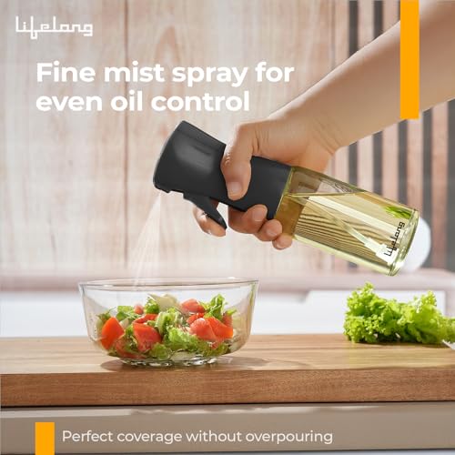 Image of Lifelong Glass Dispenser Bottle | Spray Bottle for Cooking | 220ml Mini Container for Kitchen | Sprayer for Air Fryer | Cooking Liquid Spray with Glass Storage for Home Use (LLOS220)