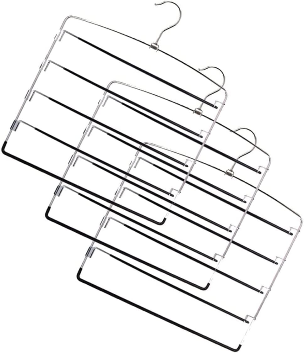 OUNONA 3pcs Metal Skirt Hangers Space Saving Pants Storage Rack for Skirts Jeans Dresses Design for Closet Organization