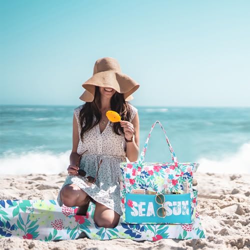 Bolsa de playa impermeable con compartimento húmedo y gran capacidad 4
