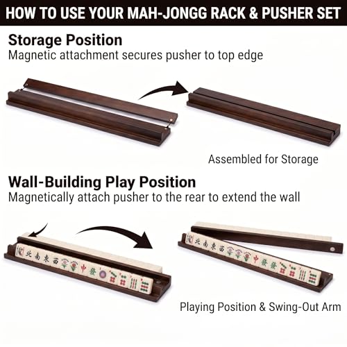 Juego de 4 Bandejas de Madera para Mahjong y Dominó miniatura 2