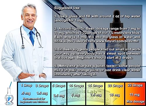 New Methylene Blue 1% Wtih Colloidal Silver Angels Lab |Usp-Grade Methylthioninium Chloride Liquid | High Purity Dietary Supplement For Brain Function & Cognitive Health |2Oz Glass Dropper Bottle… #TOP2