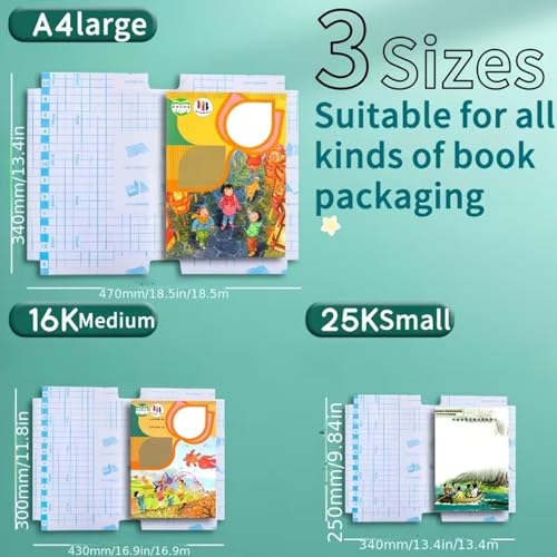 Image of Parssufy Transparent Paper Sticker Book Cover Film Book Binding Cover [60 Pcs- 3 Different Sizes -20 Each] Waterproof Self-Adhesive Book Cover for Office School Textbook Protective Case