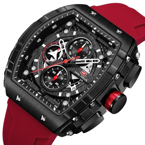Image of Mini Focus Men's Multifunctional Chronograph Watch for Men with Date, and 24-Hour Sub-Dial, Water Resistant Square Dial Unique Design for Sports, Party, Gifting - (MF0399G)