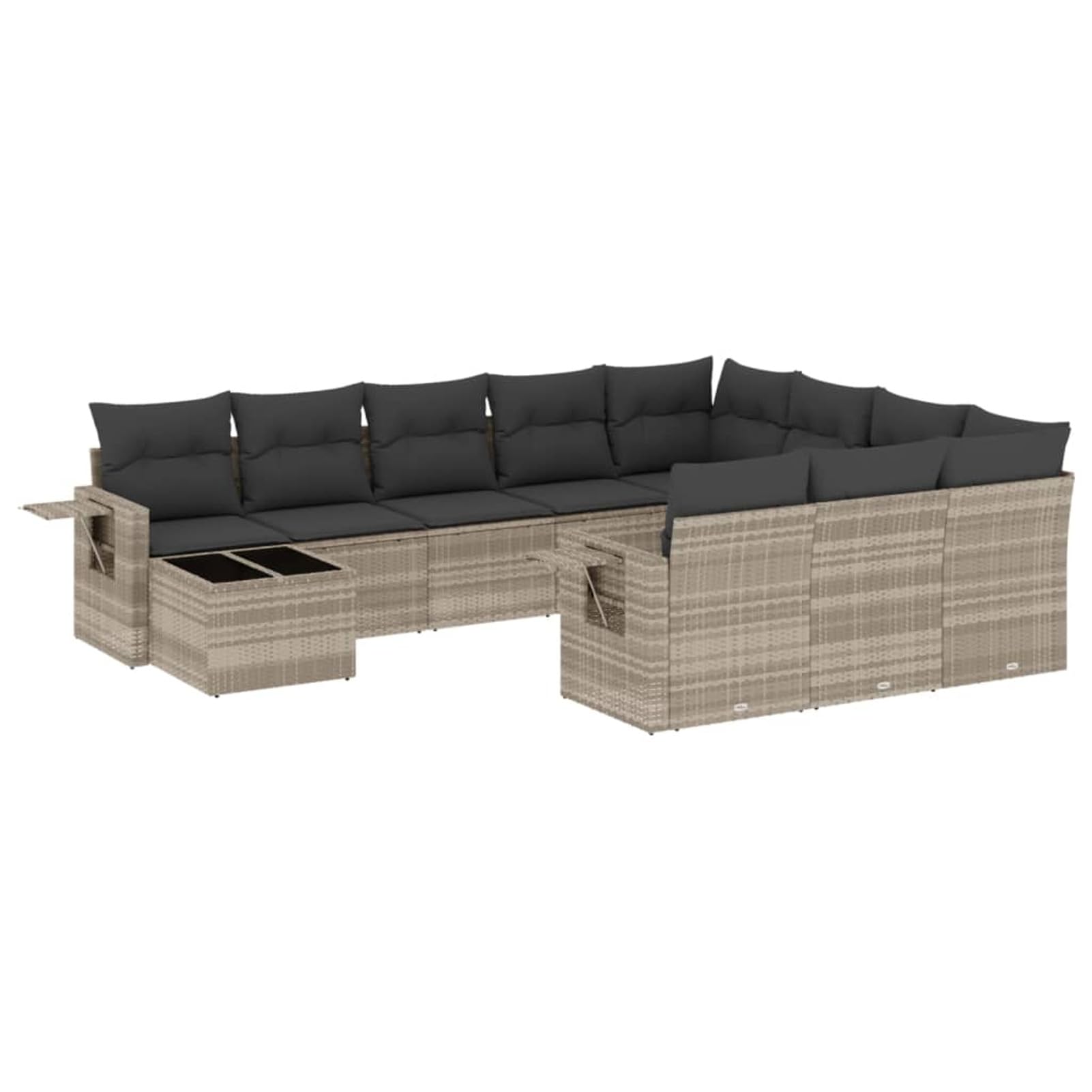 Set Divani da Giardino 11 pz con Cuscini in Polyrattan Grigio, PL3253069