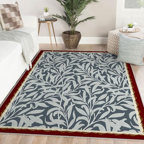 Tapis antidérapant lavable 90x150cm bleu résistant aux pliures et doux pour salon
