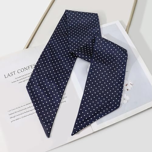 Women's Lightweight Silk Satin Head Scarf Fashionable for Hair Neck Handbag Long Thin Silky Design3