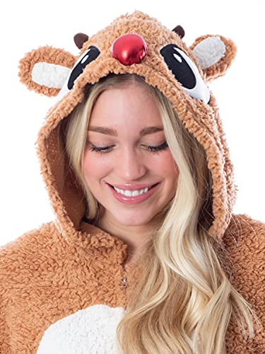 Seven Times Six Rudolph The Red-Nosed Reindeer Adult Sherpa Fleece Union Suit Pajama One-Piece (Rudolph, X-Large)3