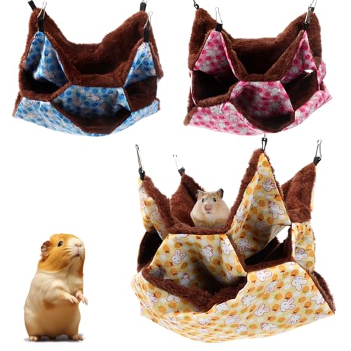 Weewooday 3 peças de rede para ratos, 3 níveis, rede de porquinho-da-índia para gaiola, acessórios d