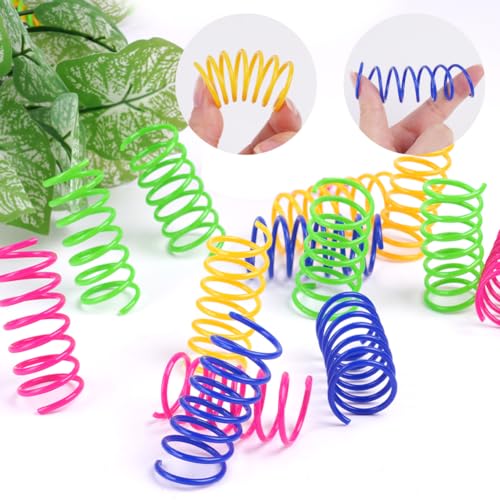 vsshe Cat Spring Toys, 24 Pack Colorful Spring Coils Toy for Indoor Cats Adult, BPA Free Plastic Interactive Toys, Cat Coil Toy to Kill Time and Keep Fit for Swatting Biting Hunting Kitten Toys - Image 4