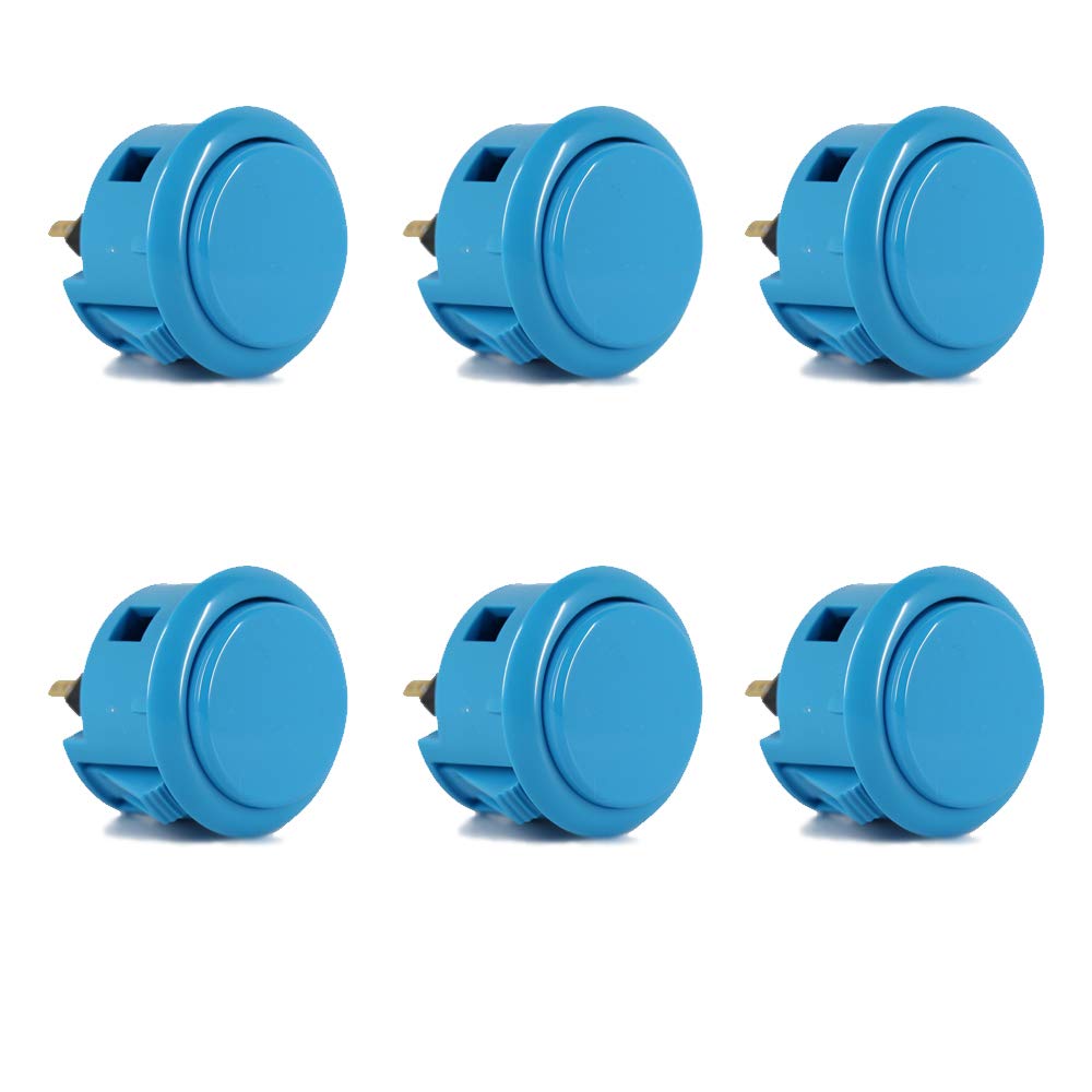 Digitalkey Set 6 Pulsanti SANWA OBSF-30-B - Bottoni Arcade Gamepad per Cabinati e Bartop (Blu)