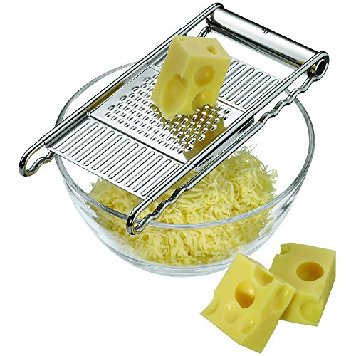 WMF Gourmet Gemüsereibe 12 x 18 cm, Küchenreibe Edelstahl mit 4 Aufsätzen zum Hobeln, Multireibe, Raspeln, Reiben und Schneiden, Kartoffelreibe, Gurkenhobel 4