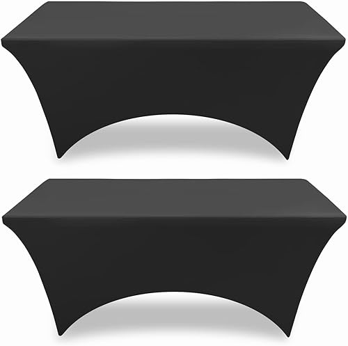 PureFit Fundas de mesa negras de elastano ajustables de 6 pies para mesas rectangulares de 6 pies, mantel elástico para masaje, sin arrugas, para