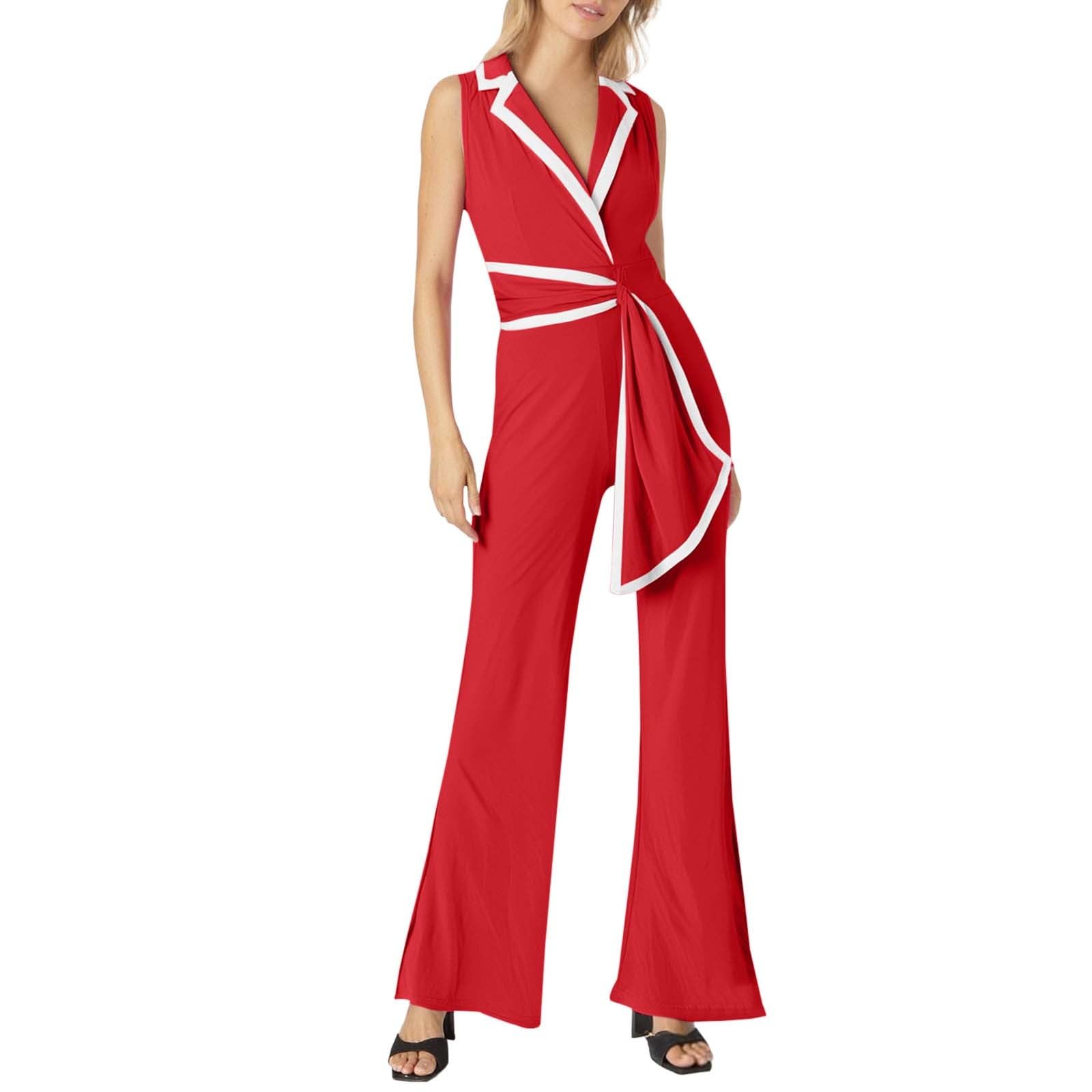 Jumpsuit Femme, Combinaison d'été décontractée sans manches coupe large idéale au quotidien la maison confortable élégante