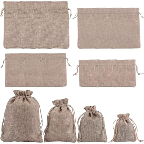 Beebeecraft 16Pcs Drawstring Burlap Bags Cover
