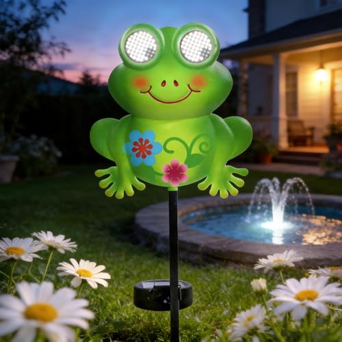 Rngmsi Garden Solar Lights Dynamic Eyes, Frog Solar Garden Lights Stake Outdoor Decorations, LED Lighting Frog Gifts for Patio Yard Pathway Lawn Ornaments by Rngmsi - Used condition - US$14.71