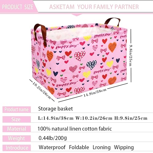 Image of Valentine's Day Basket Gift for Empty Cute Heart Large Storage Bin for Kid and Baby Room Decor (Happy Day Love)
