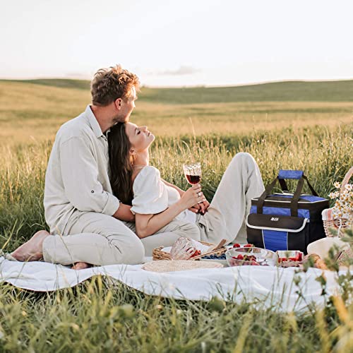 Mier Large Soft Cooler Bag Insulated Lunch Box Bag Picnic Cooler Tote With Dispensing Lid, Multiple Pockets, 18 Can(Black And Blue) #TOP7