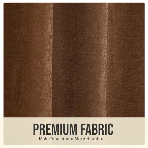 Image of FRESH FROM LOOM Supreme Texture Polyester Padre| Semi Black Out 80% Room Darkening Curtains Screen for Home 7 Feet | (Coffee | 2pc Double Weaved Parda | Eyelet Ring | Window & Door Curtain)