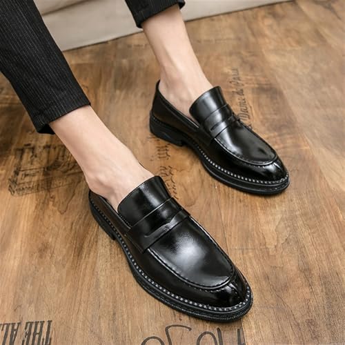 Men's Leather Lace Up Platform Block Heel Business Oxford Shoes Fashion Slip-On Round Toe Casual Work Office Comfortable Business Shoes2