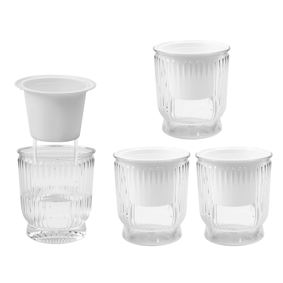 Pots de fleurs transparents à arrosage automatique 12cm système irrigation Ubric