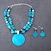 Xalroco Layered Beads Statement Fashion Necklace Chunky Jewelry Set Big Colorful Glass Stone Circle Shell Pendant Choker Necklace and Earring Set for Women (teal)