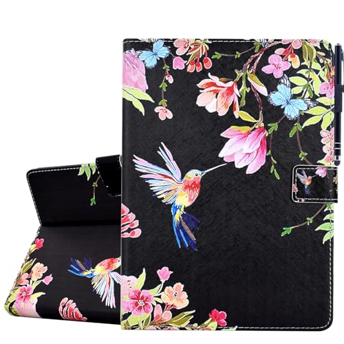 KEROM Case for Samsung Galaxy Tab A11+ Plus/A9+ Plus 11 Inch 2026/2024, Cute PU Leather Stand Protective Cover for Galaxy Tab A11+/A9+ Tablet, Auto Wake/Sleep - Bird Flower