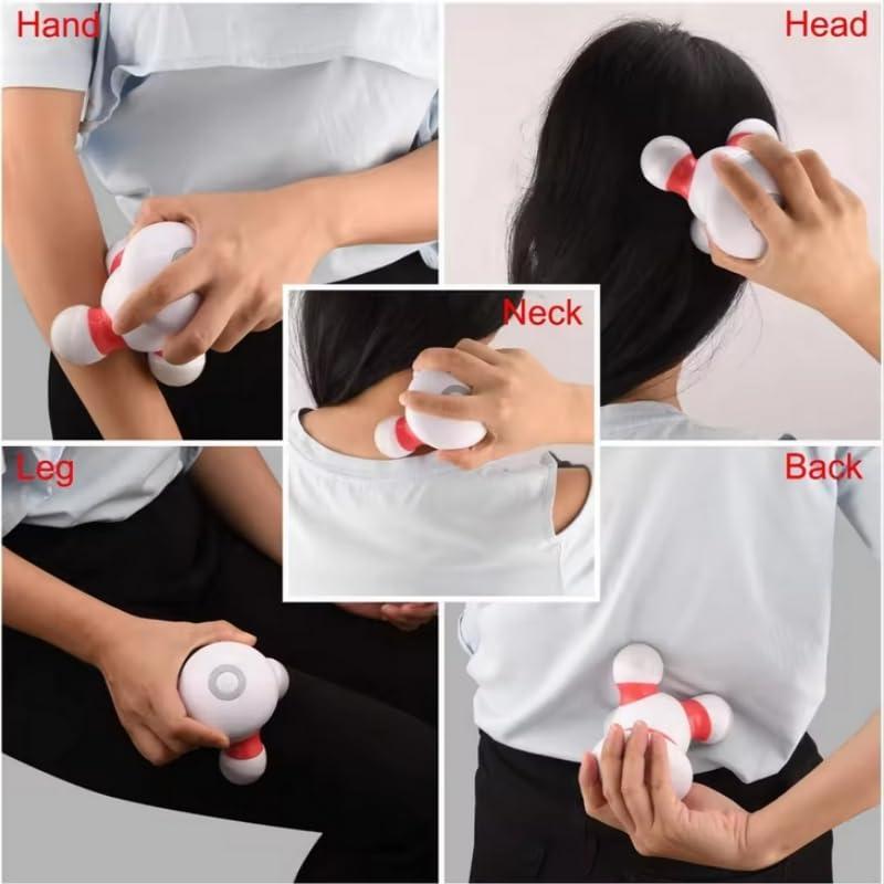 Mini masseur portatif vibrant pour le corps avec lumière LED pour la tête, le cou, le dos, les bras, les épaules, le relâchement de la douleur, fonctionne avec piles