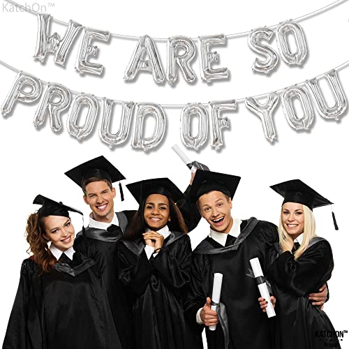 Image of KatchOn, Silver We Are So Proud of You Balloons - 16 Inch | Silver Proud Of You Balloon banner for Graduation Decorations 2026, Graduation Balloons, 2026 Graduation Decorations