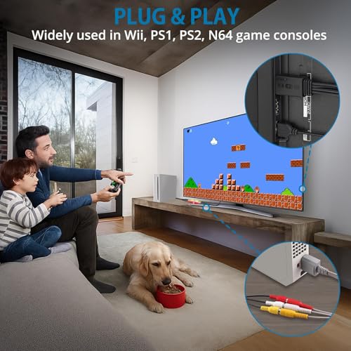 Image of AUTOUTLET RCA to HDMI Converter with Aspect Ratio Switch (4:3 /16:9), 1080P /720P AV to HDMI Composite CVBS Video Audio Adapter Supports PAL /NTSC for Wii /N64 /PS2