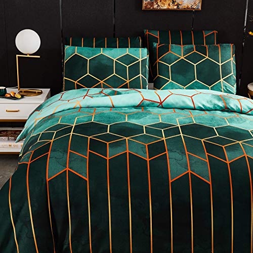 Luofanfei Bettwäsche Grün 135x200 Dunkelgrün Gestreifte Bettbezug 4teilig Microfaser Gestreift Bettwäsche Set Geometrisch Bettdeckenbezug Modern Deckenbezug Bettwaesche - Image 6