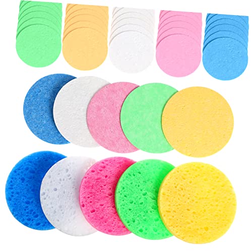 BESTYASH 50Piezas Esponjas Faciales Naturales Para Limpieza Hojaldres De Maquillaje Cosméticos Esponjas Desmaquilladoras y Ecológicas